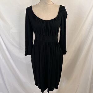 VTG Betsey Johnson Y2K Black Solid Peasant Dress P Petite USA